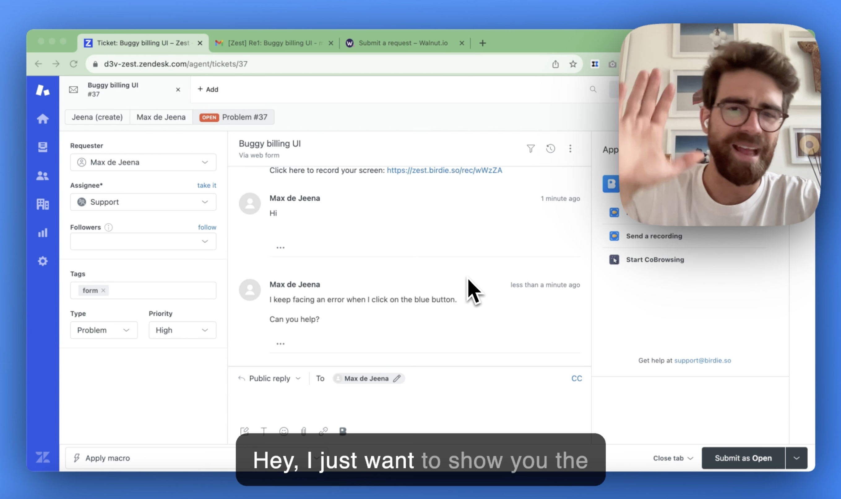 Zendesk 1min demo for agents